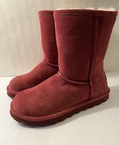 Bearpaw Elle Short Winter Boots Women's Size 8 #1962W Sheepskin/Wool Beet Color - Picture 1 of 10