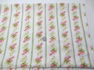 Vtg Rose Floral Stripes fabric 3 yd 6" - Picture 1 of 3
