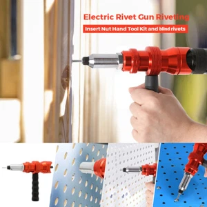 Electric Rivet Nut Gun with 100pcs Rivet Nut Pop Drill Adapter Tool- Red - Picture 1 of 6