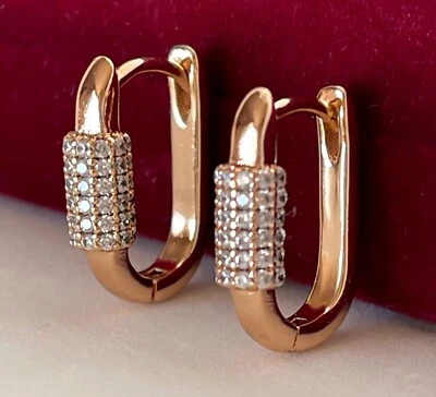 Luxus Ohrringe Creole Zirkonia Kristalle 750er Rolled Gold 18K vergoldet Damen - Bild 1 von 4