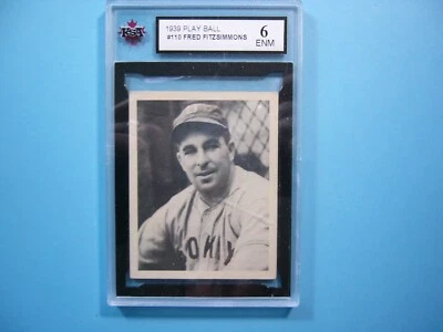 1939 PLAY BALL GUM INC. MLB BASEBALL CARD #110 FRED FITZSIMMONS ROOKIE KSA 6 GL - Image 1 of 2