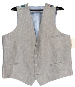 Bar III Men's Suit Vest Size Large Gray Textured Linen Slim Fit NWT - Picture 1 of 4