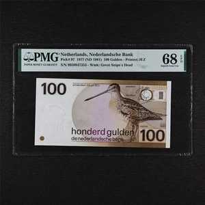 1977 Netherlands Nederlandsche Bank 100 Gulden Pick#97 PMG 68 EPQ Gem UNC - Picture 1 of 4