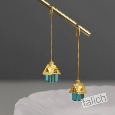 Позолоченные или серебряные серьги-ниточки для маленького домика уникальный шик - Изображение 1 из 4