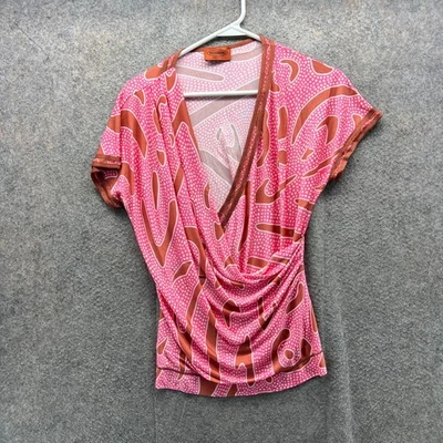 Blusa Missoni Mujer Mediana Rosa Estampado Abstracto Rayón Italia Camisa Geométrica Foto 1 de 4
