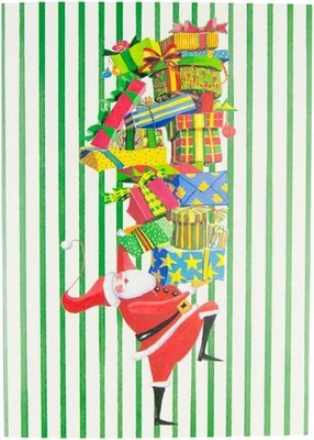 Caspari Boxed Christmas Cards, Santa with Stack of Gifts - 15 Cards (104102) - Image 1 of 4