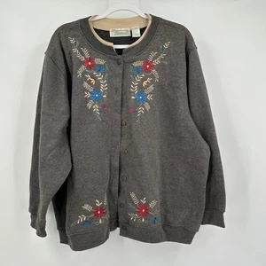 Damen-Cardigan Cottagecore Vintage bestickt Blumen Größe 3X gemütlich Grandmacore - Bild 1 von 8