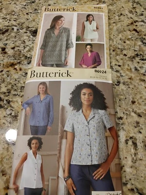 Lot Of 2 NEW Butterick Patterns Women's Shirts Long/Short Sleeve Size 8 to 16 - Image 1 of 4