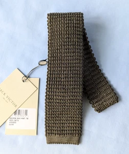 JACK VICTOR Slim Necktie Knit Square End 100% Silk Olive Made Italy 2.75 X 56” - Bild 1 von 7