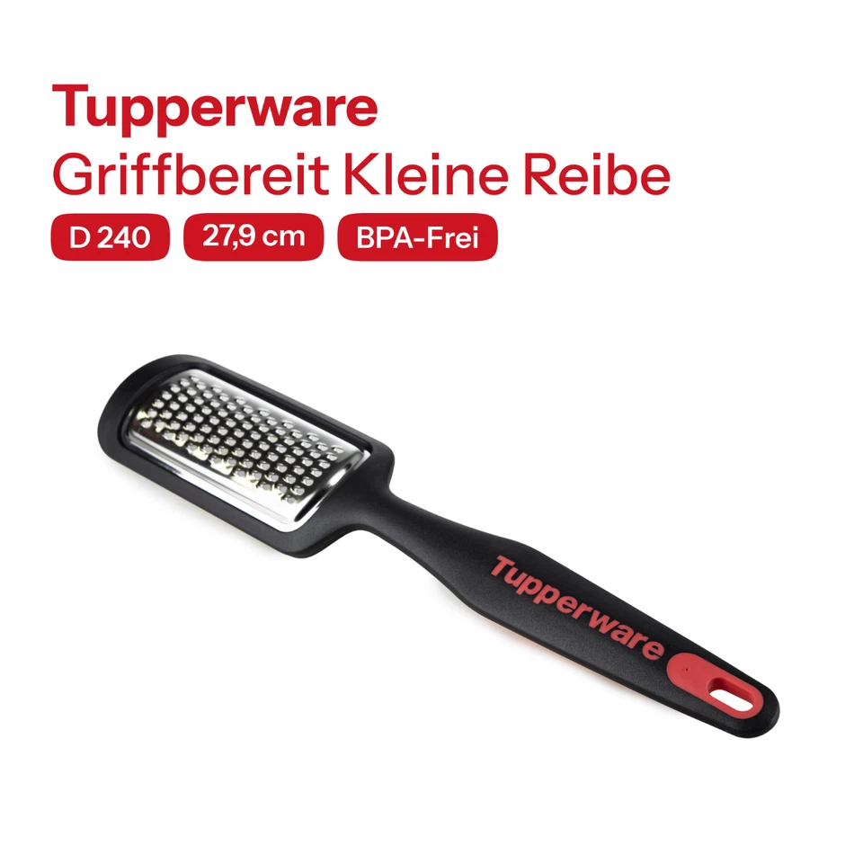 Tupperware Griffbereit Kleine Reibe Schwarz Rot 27,9 cm Parmesan Muskat D 240 - Bild 1 von 2