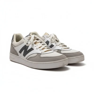 New Balance Men’s 9.5 White Gray Leather Suede Sneakers Casual Comfort Shoes - Image 1 of 4