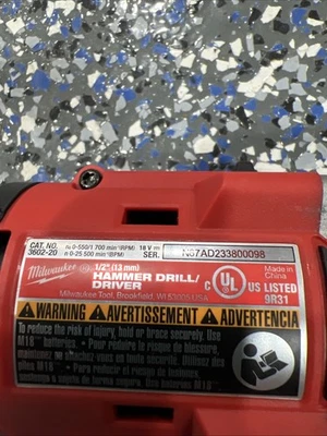 Milwaukee M18 3602-20 Hammer Drill/Driver 1/2 Inch Tool Only - Image 1 of 4