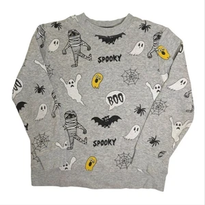 H&M Kids Halloween Sweatshirt Ghosts Mummies Grey 4-6Y - Picture 1 of 5