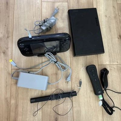 Nintendo Wii U Black Console WUP-101 and Accessories - Image 1 of 4