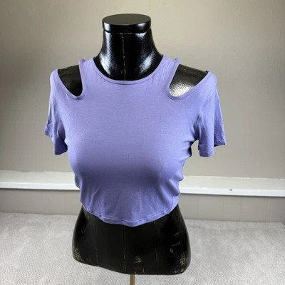 Lululemon 女式肩镂空瑜伽 T 恤深薰衣草紫色 10 码 — 第 1/4 张图片