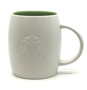 Starbucks 2011 White Siren Etched Logo Coffee Tea Mug Green Interior 14oz NEW - Picture 1 of 8