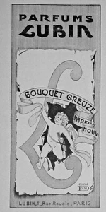 PUBLICITÉ DE PRESSE 1909 LE PARFUM LUBIN BOUQUET GREUZE - ANGE - Picture 1 of 1