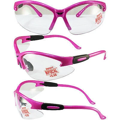 Cougar Reader Lab Safety glasses +2.0 Magnification Bifocal cheater PINK Ladies - Image 1 of 1