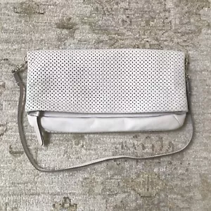 JIGSAW Clutch Foldover Handbag in Oyster Leather BNWT Removable Shoulder Strap - Picture 1 of 23