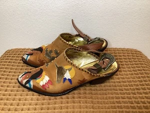 VTG Zalo Pointed Toe Buckle Mule Wmns Sz 8 M Indian Chief Brown Suede Heel Shoes - Picture 1 of 8