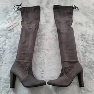 Stuart Weitzman Charcoal Gray Suede Highland Over the Knee Tie Boot size 8 - Picture 1 of 13