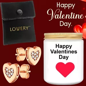 Valentines Day Earrings, Valentines Day Candle, 14K Rose Gold Earring & Pouch, - Picture 1 of 7