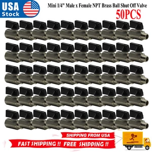50 pk Mini 1/4" Male x Female NPT Brass Ball Shut Off Valve Water Air Fluid WOG - Picture 1 of 7
