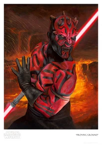 Darth Maul Double Red Lightsaber Volcanic Star Wars Fine Art Giclée on Paper - Picture 1 of 1