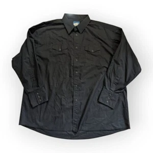 Wrangler Western Snap Shirt Size 19 x 35 Black - Picture 1 of 10