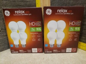 GE Relax LED Soft White HD  75W Equivalent A19 Medlium Base Bulbs 8Pk Dimmable - Picture 1 of 9