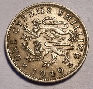 1949 Cyprus One Shilling coin in VFC - Picture 1 of 4