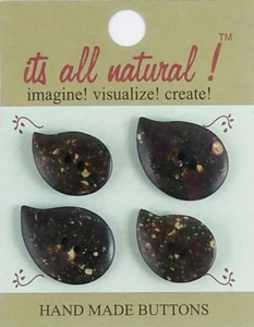 Handmade Natural Bone Buttons - Dark Olive - Assorted Sizes Marbalized Paisley - Picture 1 of 4