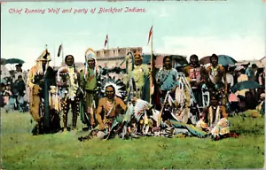 Postal Jefe Corriendo Lobo y Partido de Indios Blackfoot Dividido Espalda Sin Publicar - Imagen 1 de 2