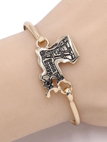 New LSU Tigers "Baton Rouge City Map" Hook Bracelet, Gold Tone, NCAA Cover