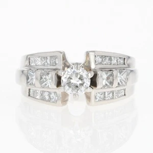 1.34ctw Round Diamond Solitaire with Accents Engagement Ring Platinum Size 4.25 - Picture 1 of 7