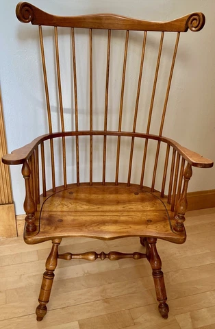 Vintage Funky Tall Leopold Stickley Cherry Nantucket Style Windsor Arm Chair USA Cover