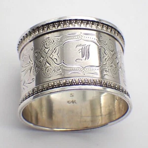 Engraved Coin Silver Napkin Ring Mono J - Picture 1 of 4
