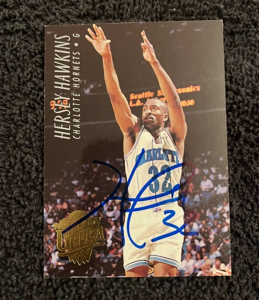 TARJETA FLEER ULTRA AUTOGRAFIADA DE JERSEY HAWKINS 1994/1995 CON CERTIFICADO DE AUTENTICIDAD CHARLOTTE HORNETS Foto 1 de 1