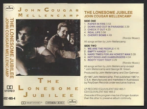 1987 MUSIC CASSETTE TAPE - [THE LONESOME JUBILEE] SINGER: JOHN COUGAR MELLENCAMP - Picture 1 of 5