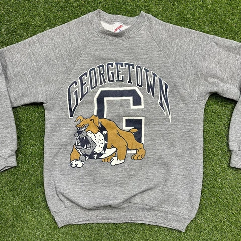 Vintage 90s Georgetown Bulldogs Crewneck Sweatshirt Jerzees M Made In USA Cover