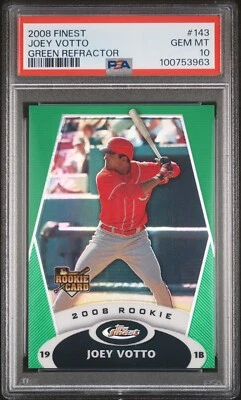 2008 FINEST 143 JOEY VOTTO GREEN REFRACTOR PSA 10 ROOKIE /199 100753963 - Image 1 of 2