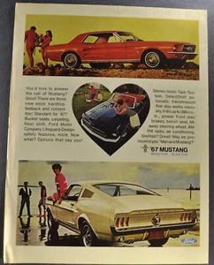 1967 Ford Mustang Fastback, Hardtop Large Size Print Ad Excellent Original 67 - Picture 1 of 7
