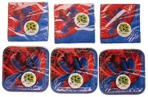 Amazing Spiderman Party Dinner Plates & Napkins 3D Effect 24 plates 48 Napkins - Picture 1 of 7