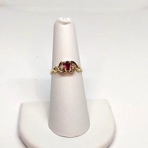 NEW High Quality 14k yellow Gold Genuine Ruby & Diamond Ladies Ring Size 6.5 - Picture 1 of 12