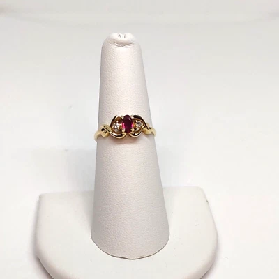 NEW High Quality 14k yellow Gold Genuine Ruby & Diamond Ladies Ring Size 6.5 - Image 1 of 4