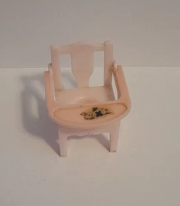 SILLA ORINAL RENWAL vintage años 50 #885 rosa con calcomanía plástico muebles para casa de muñecas - Imagen 1 de 7