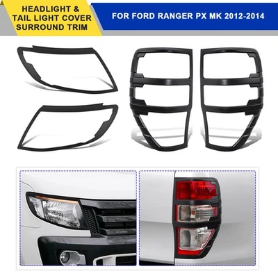 Headlight Lamp Tail Light Cover Trim For Ford Ranger PX 2011-2014 XLS XLT Black - image 1 of 4