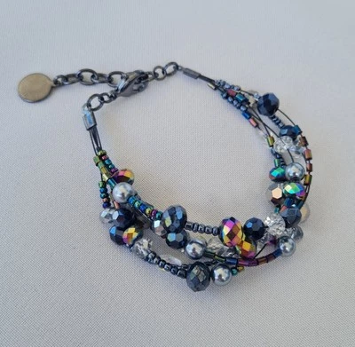 Armband - Modeschmuck - mit funkelnden Steinen - mehrreihig - verstellbar - Bild 1 von 3