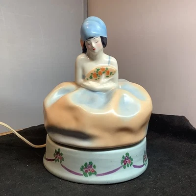 Vintage Fulper Art Pottery Madame Moiselle Lamp Electric Night Light Works 1930s - Image 1 of 4