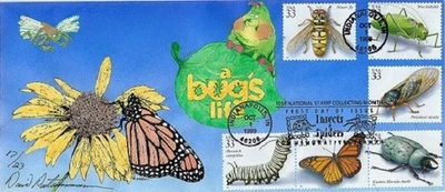 Peterman Hand Painted Bugs Life Set of 4 Insects & Spiders Sc.#3351a-s First Day - Image 1 of 4